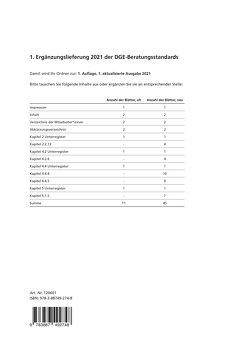 1. Ergänzungslieferung der DGE-Beratungsstandards