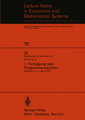 1. Fachtagung über Programmiersprachen von Langmaack,  Hans, Paul,  Manfred