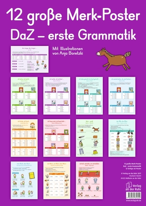 12 große Merk-Poster DaZ – erste Grammatik von Boretzki,  Anja, Verlag an der Ruhr,  Redaktionsteam