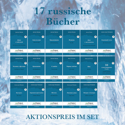 17 russische Bücher (Bücher + 17 Audio-CDs) – Lesemethode von Ilya Frank von Frank,  Ilya, Gogol,  Nikolai Wassiljewitsch, Heiß,  Jana, Lederer,  Nicholas, Puschkin,  Alexander, Rommel,  Manuel, Schatz,  Maximilian, Tschechow,  Anton Pawlowitsch, Turgenew,  Iwan, Uschakov,  Timo