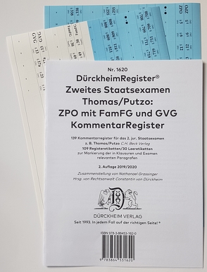 DürckheimRegister® ZPO-THOMAS-PUTZO-2. Staatsexamen KOMMENTAR-Register (2020) von Dürckheim,  Constantin, Grassinger,  Nathanael