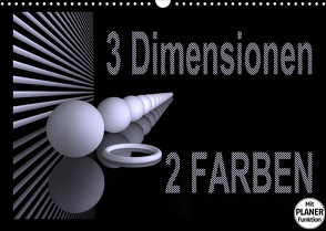 3 Dimensionen – 2 Farben (Wandkalender 2023 DIN A3 quer) von IssaBild