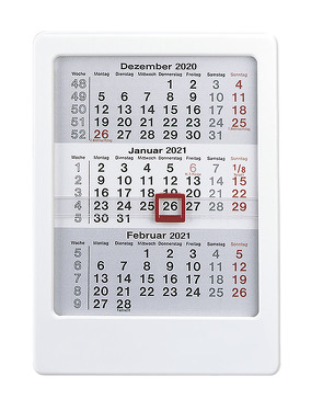 3-Monats-Tischaufsteller 2021 weiß – Tisch-Kalender 12×16 cm – Büro-Kalender – mit Datumsschieber – Alpha Edition