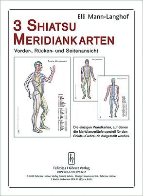 3 Shiatsu Meridiankarten von Mann-Langhof,  Elli