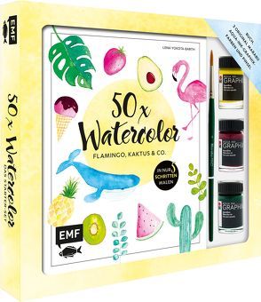 50 x Watercolor – Flamingo, Kaktus & Co. – Das Starter-Set – Die beliebtesten Aquarellmotive in nur 5 Schritten malen von Yokota-Barth,  Lena