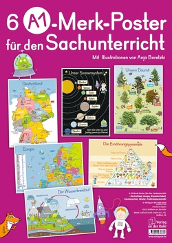 6 A1-Poster für den Sachunterricht: Deutschland, Europa, Wasserkreislauf, Sonnensystem, Bäume, Ernährungspyramide von Boretzki,  Anja, Verlag an der Ruhr,  Redaktionsteam