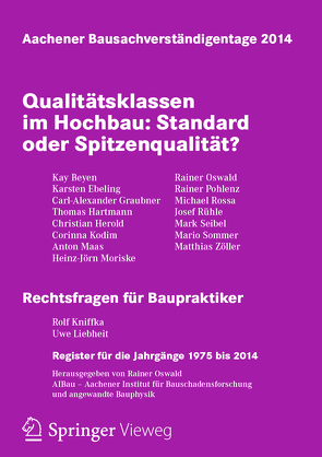 Aachener Bausachverständigentage 2014 von Oswald,  Rainer