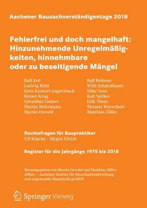 Aachener Bausachverständigentage 2018 von Oswald,  Martin, Zöller,  Matthias