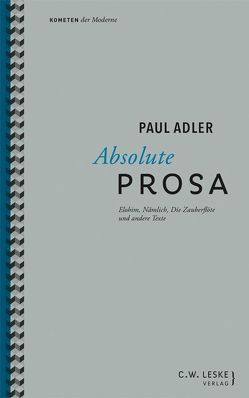 Absolute Prosa von Adler,  Paul, Mauch,  Fabian, Zittel,  Claus