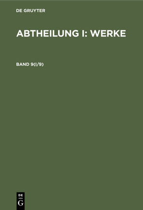 Abtheilung I: Werke / Logik, Physische Geographie, Pädagogik