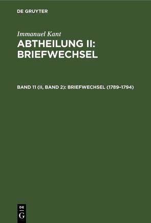 Abtheilung II: Briefwechsel / 1789–1794