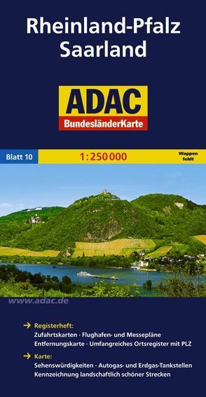 ADAC BundesländerKarte Deutschland Blatt 10 Rheinland-Pfalz, Saarland 1:250 000