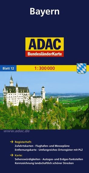 ADAC BundesländerKarte Deutschland Blatt 12 Bayern 1:300 000