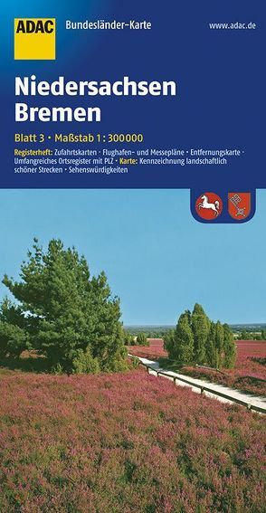 ADAC Bundesländerkarte Deutschland Blatt 03 Niedersachsen/Bremen 1:300 000