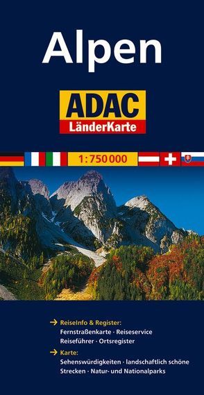 ADAC LänderKarte Alpen 1:750 000