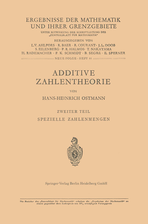 Additive Zahlentheorie von Ostmann,  Hans-H.