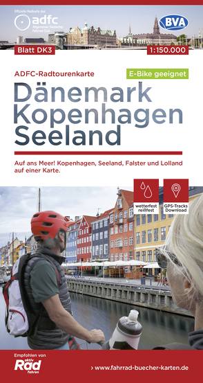 ADFC-Radtourenkarte DK3 Dänemark/Kopenhagen/Seeland 1:150.000 reiß- und wetterfest, E-Bike geeignet, GPS-Tracks Download