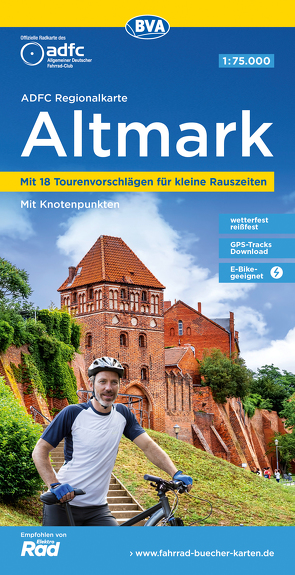 ADFC Regionalkarte Altmark, 1:75.000, mit Tagestourenvorschlägen, reiß- und wetterfest, E-Bike-geeignet, mit Knotenpunkten, GPS-Tracks Download