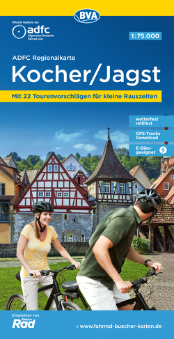 ADFC-Regionalkarte Kocher/ Jagst, 1:75.000, mit Tagestourenvorschlägen, reiß- und wetterfest, E-Bike-geeignet, GPS-Tracks-Download