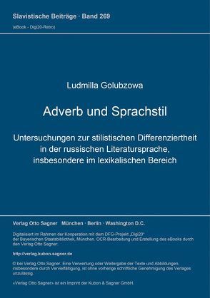 Adverb und Sprachstil von Golubzowa, ,  Ludmilla