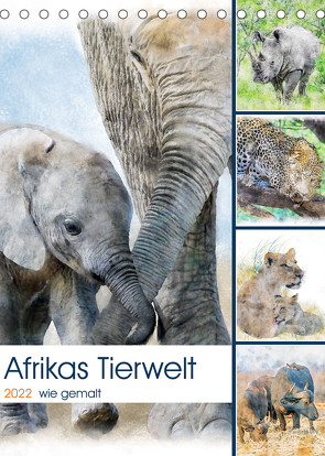 Afrikas Tierwelt – wie gemalt (Tischkalender 2022 DIN A5 hoch) von Jachalke,  Doris, Voss,  Michael