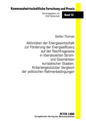 Aktivitäten der Energiewirtschaft zur Förderung der Energieeffizienz auf der Nachfrageseite in liberalisierten Strom- und Gasmärkten europäischer Staaten: Kriteriengestützter Vergleich der politischen Rahmenbedingungen von Thomas,  Stefan