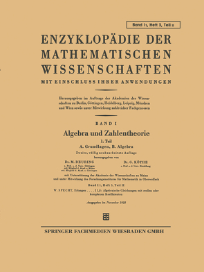 Algebra und Zahlentheorie von Deuring,  M., Köthe,  G.