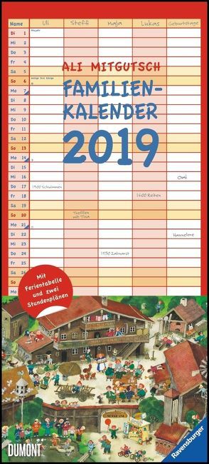 Ali Mitgutsch Familienkalender 2019 – Wandkalender – Familienplaner mit 5 Spalten – Format 22 x 49 cm von DUMONT Kalenderverlag, Mitgutsch,  Ali