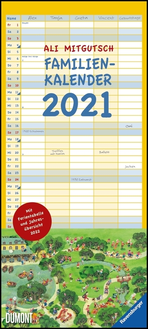 Ali Mitgutsch Familienkalender 2021 – Wandkalender – Familienplaner mit 5 Spalten – Format 22 x 49,5 cm von Mitgutsch,  Ali