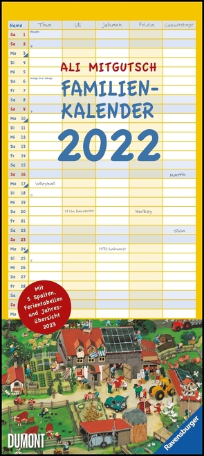 Ali Mitgutsch Familienkalender 2022 – Wandkalender – Familienplaner mit 5 Spalten – Format 22 x 49,5 cm von Mitgutsch,  Ali