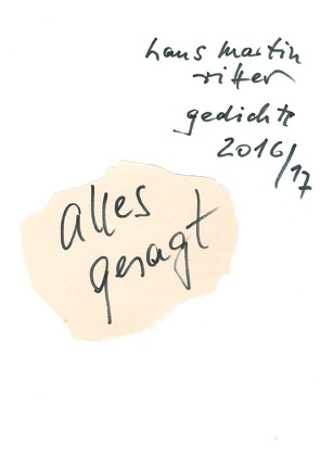 alles gesagt von Ritter,  Hans Martin