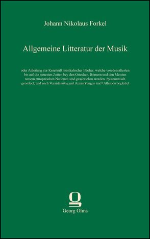 Allgemeine Litteratur der Musik von Forkel,  Johann Nikolaus