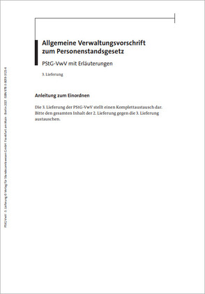 Allgemeine Verwaltungsvorschrift zum Personenstandsgesetz von Bornhofen,  Heinrich, Müller,  Ilona, Schmitz,  Heribert