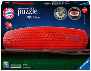 Ravensburger 3D Puzzle Allianz Arena bei Nacht 12530 – Bayern München Fanartikel – leuchtet im Dunkeln