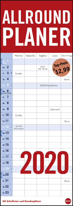 Allround-Familienplaner Vertical Kalender 2020 von Heye