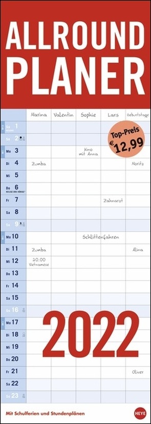 Allround-Familienplaner Vertical Kalender 2022 von Heye