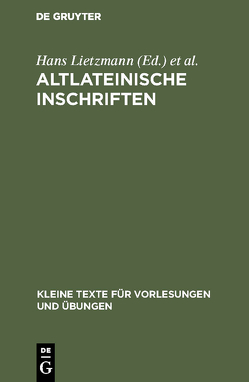 Altlateinische Inschriften von Diehl,  Ernst