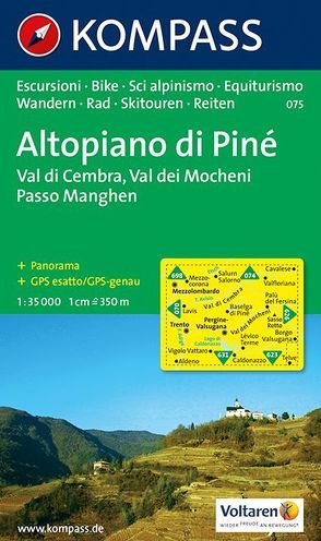 KOMPASS Wanderkarte Altopiano di Piné – Val di Cembra – /Val dei Mocheni – /Passo Manghen von KOMPASS-Karten GmbH