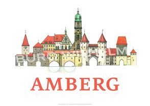 AMBERG Poster-Collage Stadtansicht | Kunstdruck DIN A3 von de la Riestra,  Pablo, Wilhelm,  Manfred