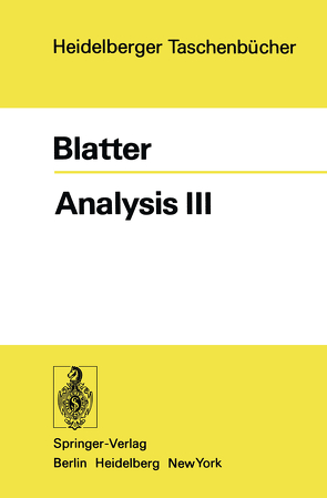 Analysis III von Blatter,  C.