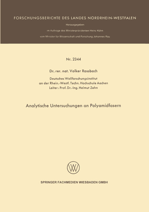 Analytische Untersuchungen an Polyamidfasern von Rossbach ,  Volker