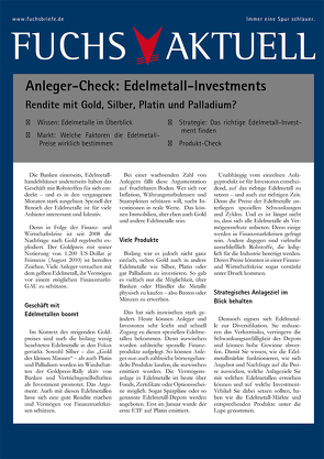 Anleger-Check Edelmetall-Investments von Redaktion Fuchsbriefe