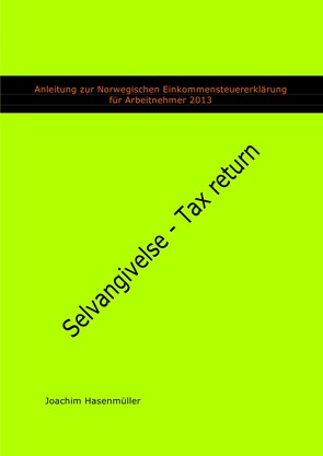 Anleitung zur Norwegischen Einkommensteuererklärung für Arbeitnehmer 2013 von Hasenmueller,  Joachim