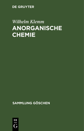 Anorganische Chemie von Klemm,  Wilhelm