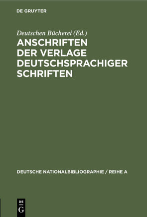 Anschriften der Verlage deutschsprachiger Schriften