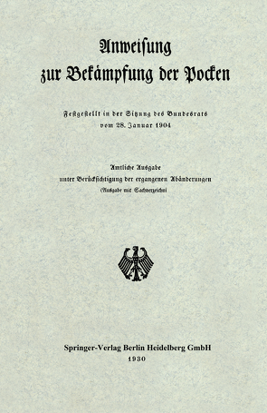 Anweisung zur Bekämpfung der Pocken von Verlag von Julius Springer (Berlin)