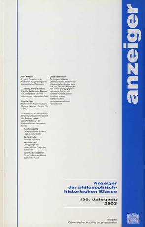 Anzeiger der philosophisch-historischen Klasse der Österreichischen… / Anzeiger der philosophisch-historischen Klasse der Österreichischen… 138.Jahrgang 2003 von Österreichische Akademie d. Wissenschaften