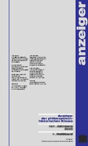 Anzeiger der philosophisch-historischen Klasse der Österreichischen… / Anzeiger der philosophisch-historischen Klasse der Österreichischen…