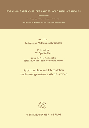 Approximation und Interpolation durch verallgemeinerte Abtastsummen von Butzer,  Paul L.