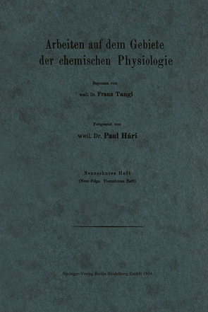 Arbeiten auf dem Gebiete der chemischen Physiologie von Hári,  Paul, Tangl,  Franz